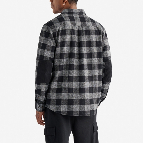 ROOTS Men's Park Plaid Shirt Blue Grey Flannel Large - Picture 10 of 14